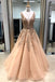 Tulle Lace Applique Long Prom Dress V-neck With Beading