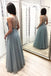 Sheer Neck Tulle Beading Long Prom Dress with Yarn Back
