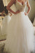 a-line/princess tulle wedding dress backless bridal gown with lace dtw86