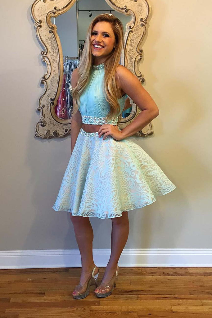Two Piece Homecoming Dresses A Line Mint Green Short Prom Dress Party DressTok.co.uk Two Piece Homecoming Dresses A Line Mint Green Short Prom Dress Party DressTok.co.uk