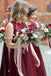 Two Piece Burgundy Bridesmaid Dresses Bateau Tulle with Sequins