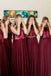 Two Piece Burgundy Bridesmaid Dresses Bateau Tulle with Sequins