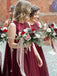 two piece burgundy bridesmaid dresses bateau tulle with sequins dtb65