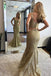 mermaid lace evening gown v-neck two piece lace gold prom dress dtp174