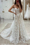 Unique A-line Wedding Dress Spaghetti Straps Beach Bridal Gown With Appliques