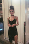 Unique Tight Black V-neck Party Dress, Sexy Short Homecoming Dress,