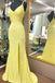 Sparkly Mermaid Spaghetti Straps Slit V Neck Prom Dresses, Sequined Long Hot Pink Evening Dresses