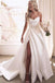 Elegant Sweetheart A Line Wedding Dress With Side Slit, Simple Satin Bridal Gown