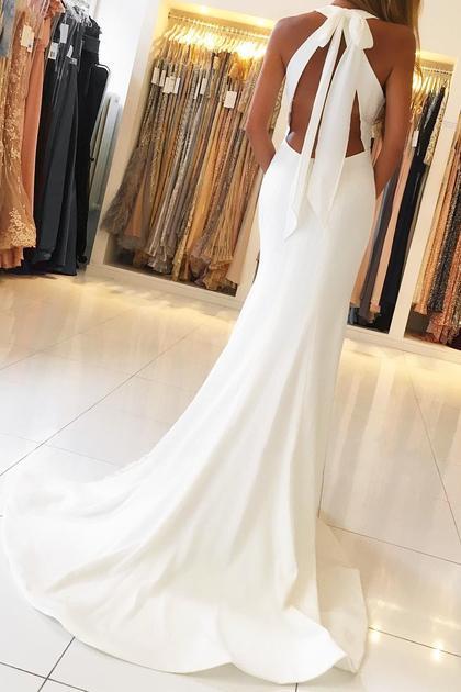Mermaid Split Long Prom Dresses, Red Open Back Evening Dresses