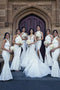 Mermaid Bridesmaid Dresses with Split, Halter Wedding Guest Dresses