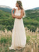 Simple Round Neck Sleeveless Bridal Dresses, Chiffon Long Pleated Wedding Dress