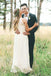 Simple Round Neck Sleeveless Bridal Dresses, Chiffon Long Pleated Wedding Dress