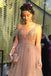 a-line v-neck sleeveless prom dresses beading tulle evening dresses dtp995