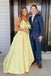 backless evening dress yellow long prom dress with beaded pockets dtp65
