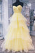 yellow sweetheart tulle long prom dress with layered graduation gown dtp59