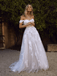 A-Line  Off Shoulder Lace Applique Country Boho Wedding Dresses