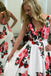 sexy a-line v-neck spring floral printed long prom dress with pockets dtp545