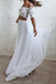 two piece off shoulder bridal gown boho beach chiffon wedding dresses dtw337