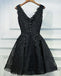 Black Lace Graduation Dresses, A-line Black Homecoming Dresses