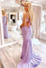 Mermaid Sequin V-Neck Prom Dresses, Long Evening Dresses With Beading