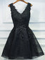 Black Lace Graduation Dresses, A-line Black Homecoming Dresses
