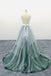 A Line Tulle Long Prom Dress, Backless Evening Dress With Lace Top