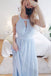 round neck foraml party dress chiffon light blue long prom dress dtp632