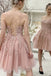 cute pink sweet 16 dress pink lace short a line homecoming dress dth31