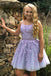 lavender a-line homecoming dress lace applique freshman hoco dress dth32