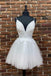 A-Line/Princess V Neck Lace Sleeveless Short/Mini Homecoming Dresse With Appliques