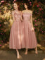 Multistyles A-line Tulle Blush Ankle Length Bridesmaid Dresses