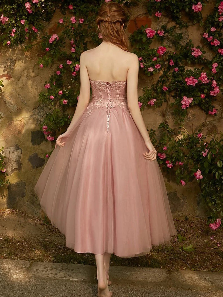 multistyles a-line tulle blush ankle length bridesmaid dresses dtb06
