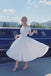 A Line Ankle Length Homecoming Dress, Ivory Off-Shoulder Satin Short Wedding Dress