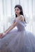 Lavender Tulle Off the Shoulder Homecoming Dress, Short Prom Dress With Flowers