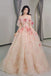 Off-the-Shoulder A Line Tulle Prom Dress Elegant Evening Dress With Flowers