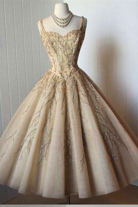 sweetheart short prom gown cute straps tea-length homecoming dress dth105