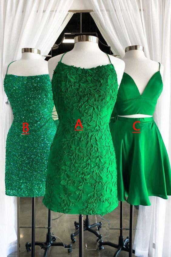 sequined bodycon party dresses short green tight homecoming dresses dth34