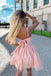 A-line Appliques Short/Mini Party Dresses Pink Homecoming Dresses