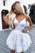 cute spaghetti straps v-neck lace appliques short prom party dress dth439