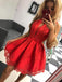 Sexy Jewel Keyhole Lace Party Dress Red Homecoming Gown