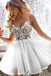 Lace Bodice Spaghetti Straps Homecoming Dress V Neck Mini Party Dress