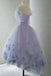 Lavender Tulle Off the Shoulder Homecoming Dress, Short Prom Dress With Flowers