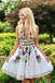 a-line v-neck lace homecoming dress embroideried short prom dress dth170