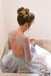 Tulle Long Sleeves Prom Dress A-Line V-Neck with Beading