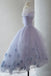 Lavender Tulle Off the Shoulder Homecoming Dress, Short Prom Dress With Flowers