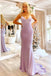 Mermaid Lavender V-Neck Prom Dresses Long Evening Dresses With Beading