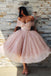 princess tea length prom dresses off-shoulder sparkly homecoming dress dth450