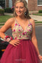 A-line V-neck Embroidered Bodice Short Prom Party Dresses