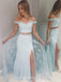 Off-Shoulder Two Piece Mermaid Prom Dresses With Over Skirt