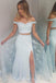 off-shoulder two piece mermaid prom dresses with over skirt dtp772